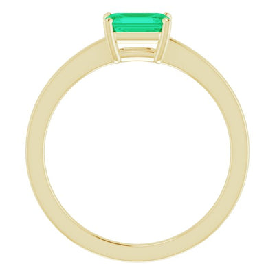 14K Lab Grown Emerald Solitaire Ring