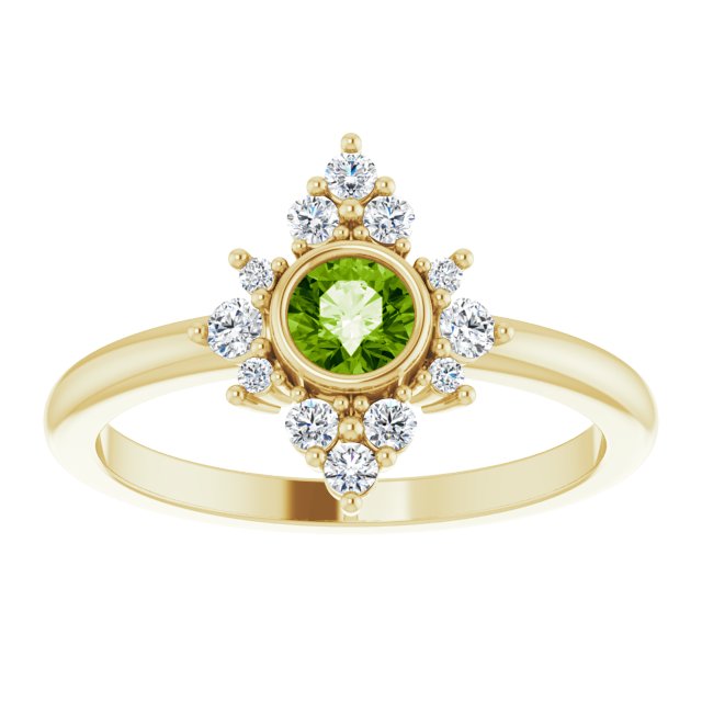 14K Gemstone & 1/5 CTW Natural Diamond Halo-Style Ring