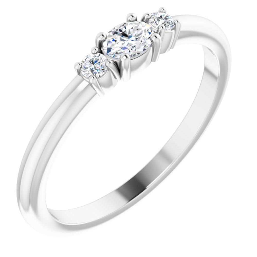 14K 1/5 CTW Oval Natural Diamond Ring