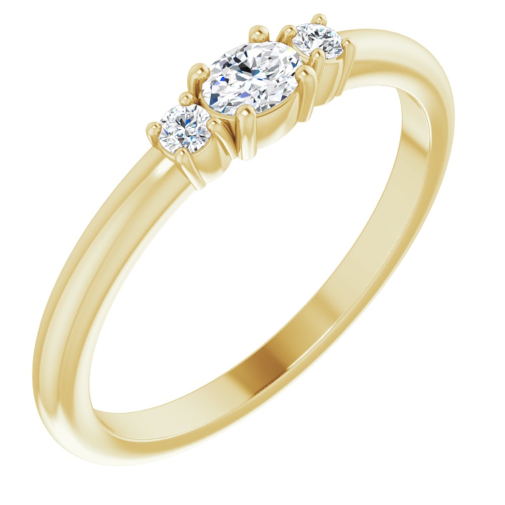 14K 1/5 CTW Oval Natural Diamond Ring