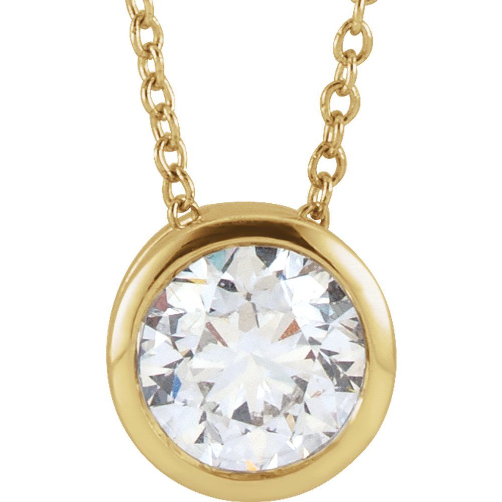 14K 1/4 CTW Lab Grown Diamond Bezel-Set Solitaire Necklace