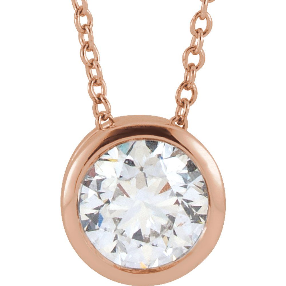 14K 1/4 CTW Lab Grown Diamond Bezel-Set Solitaire Necklace