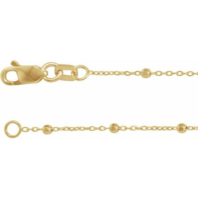14K .85mm Faceted Bead Cable Chain