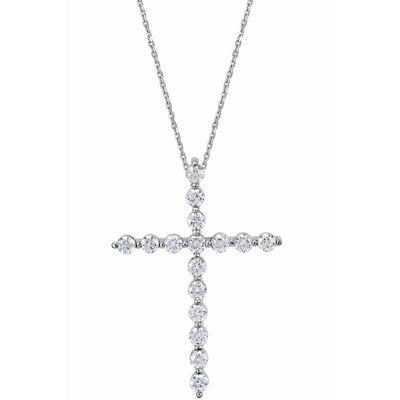14K Modern Diamond Cross Necklace