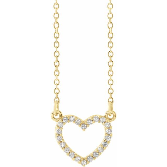 14KY .08 CTW Natural Diamond Heart Necklace 16"