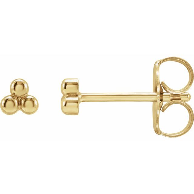 14K Tiny 3 Bead Stud