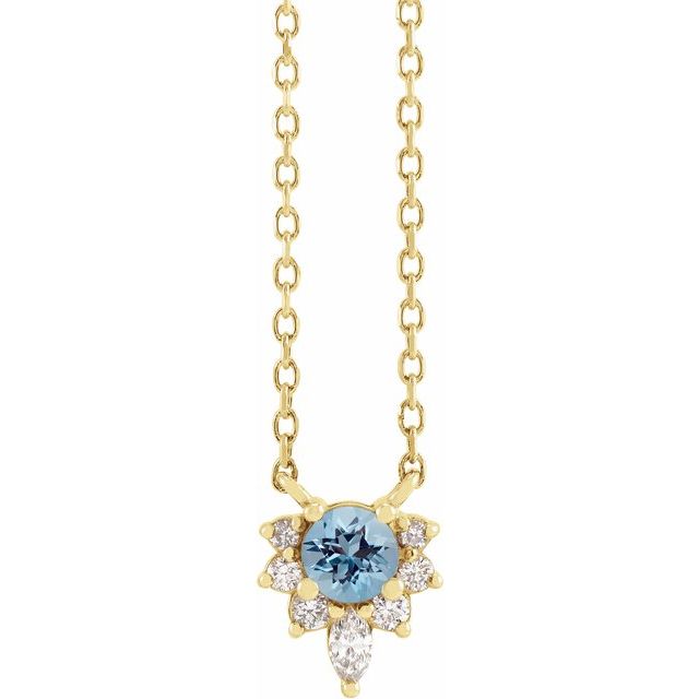 14KY Gemstone & .08 CTW Natural Diamond Necklace