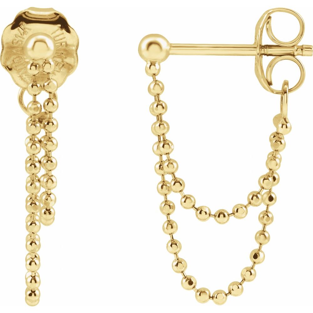 14KY Gold Bead Chain Stud