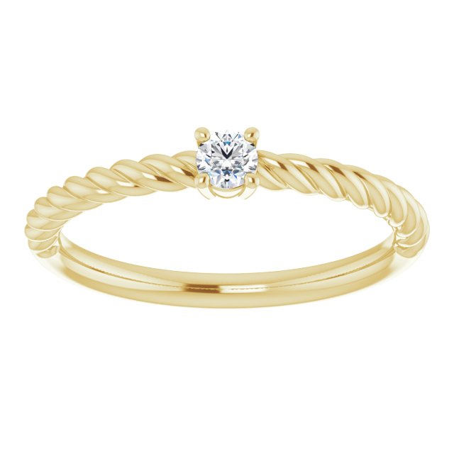 14K 1/10 CTW Natural Diamond Solitaire Rope Ring