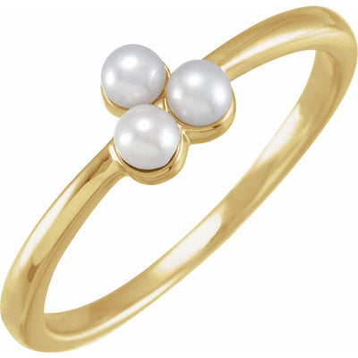 14KY Freshwater Pearl Cluster Ring