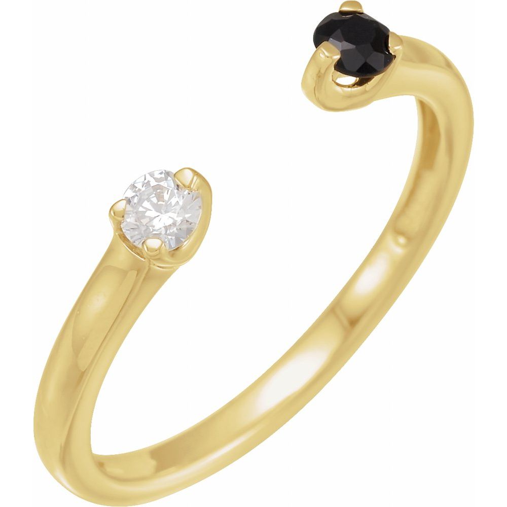 14K Natural Onyx and 1/10 CTW Natural Diamond Negative Space Ring