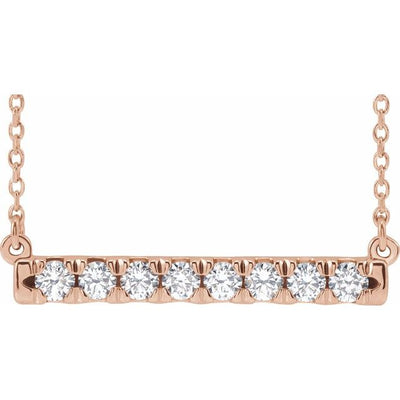 14K French-Set Diamond Bar Necklace
