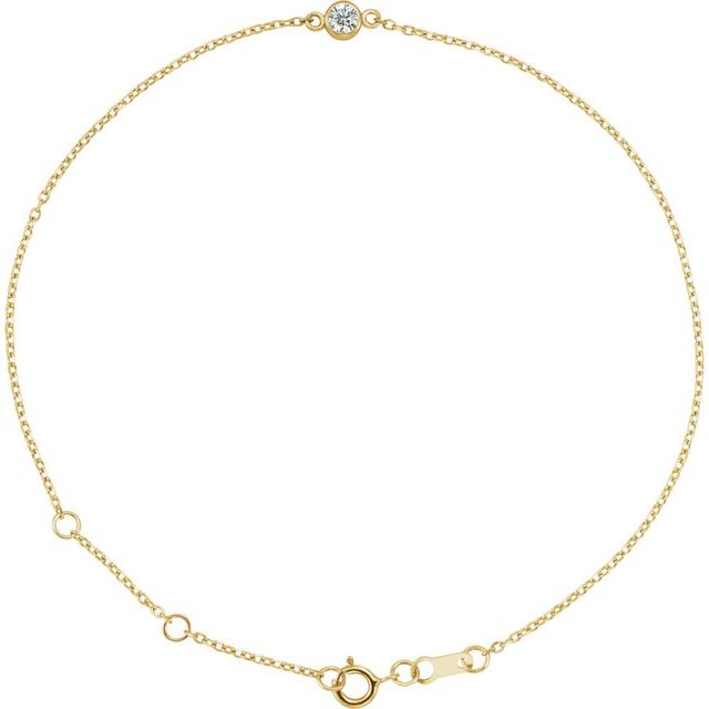 14KY Bezel-Set Gemstone Solitaire Bracelet