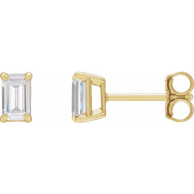 14K 3/4 CTW Lab Grown Diamond Emerald-Cut Studs