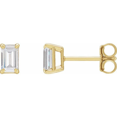 14K 3/4 CTW Lab Grown Diamond Emerald-Cut Studs