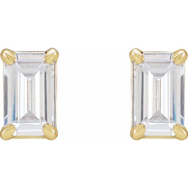14K 3/4 CTW Lab Grown Diamond Emerald-Cut Studs