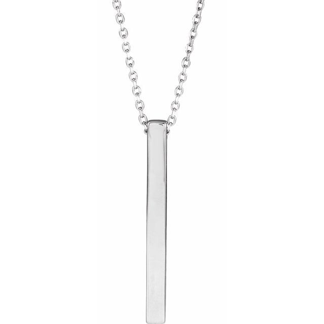 14K Engravable Four-Sided Vertical Bar Necklace