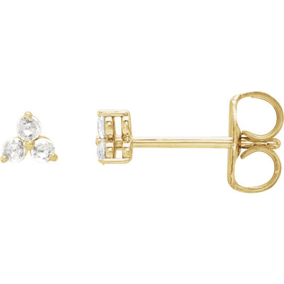 14KY Rose-Cut Natural Diamond 3-Stone Stud
