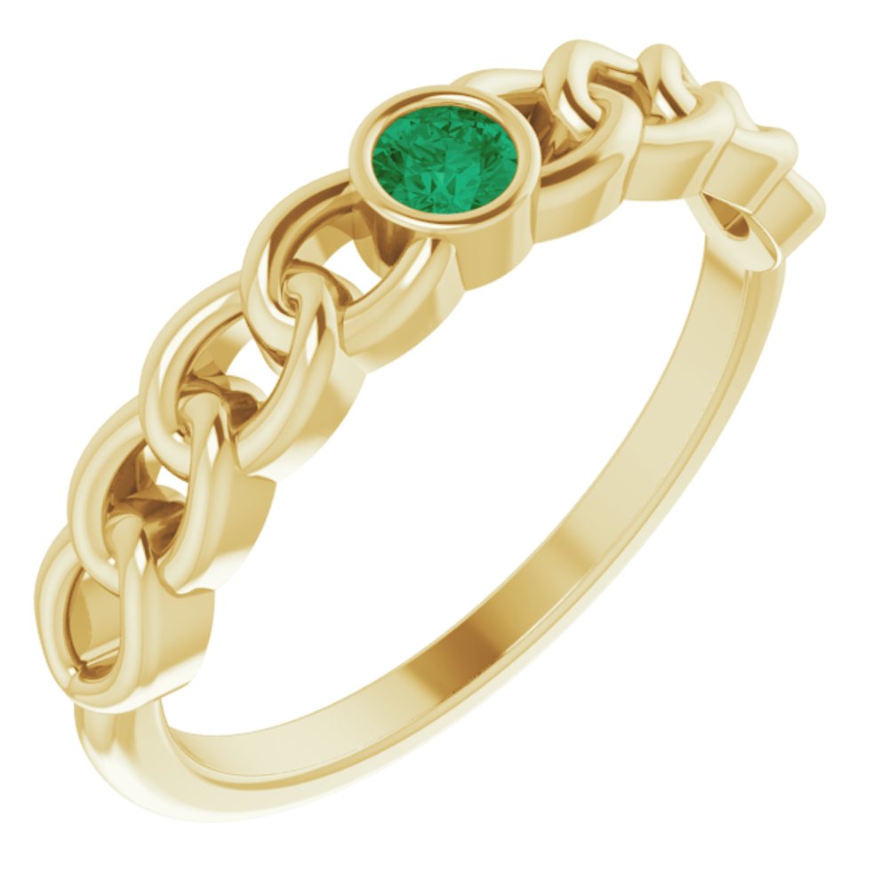 14KY Natural Gemstone Curb Chain Ring