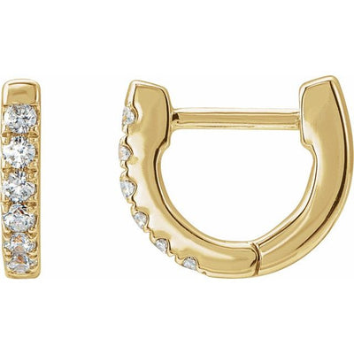 14K Natural Diamond Huggies