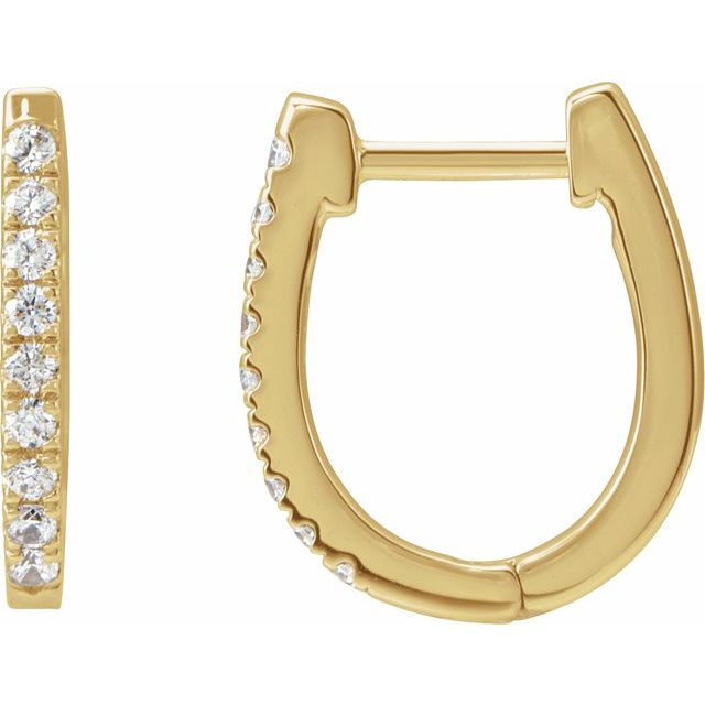 14K Natural Diamond Huggies