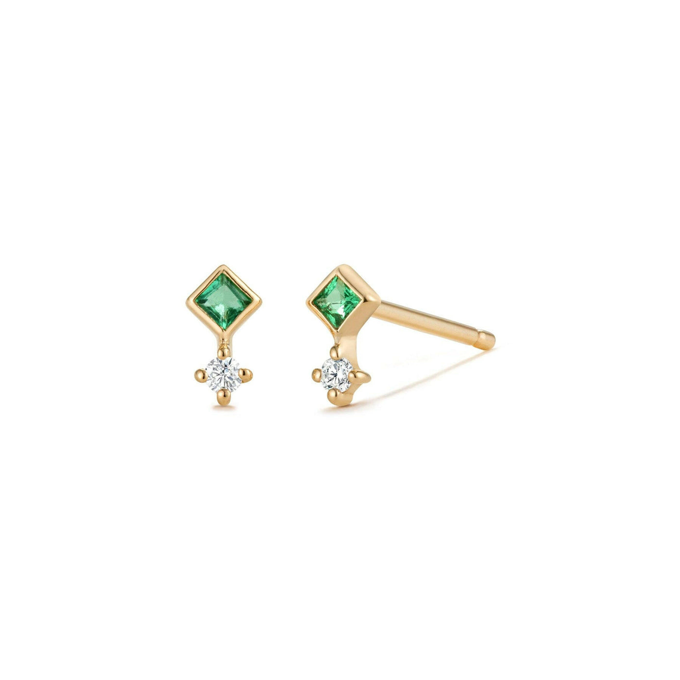 Emmie | Emerald And Diamond Stud