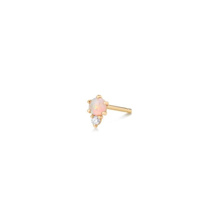 14K Opal &amp; Diamond Stud