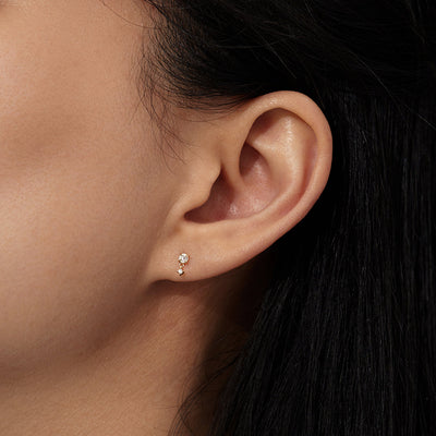 Ida | Rose Cut Double White Sapphire Stud Earring