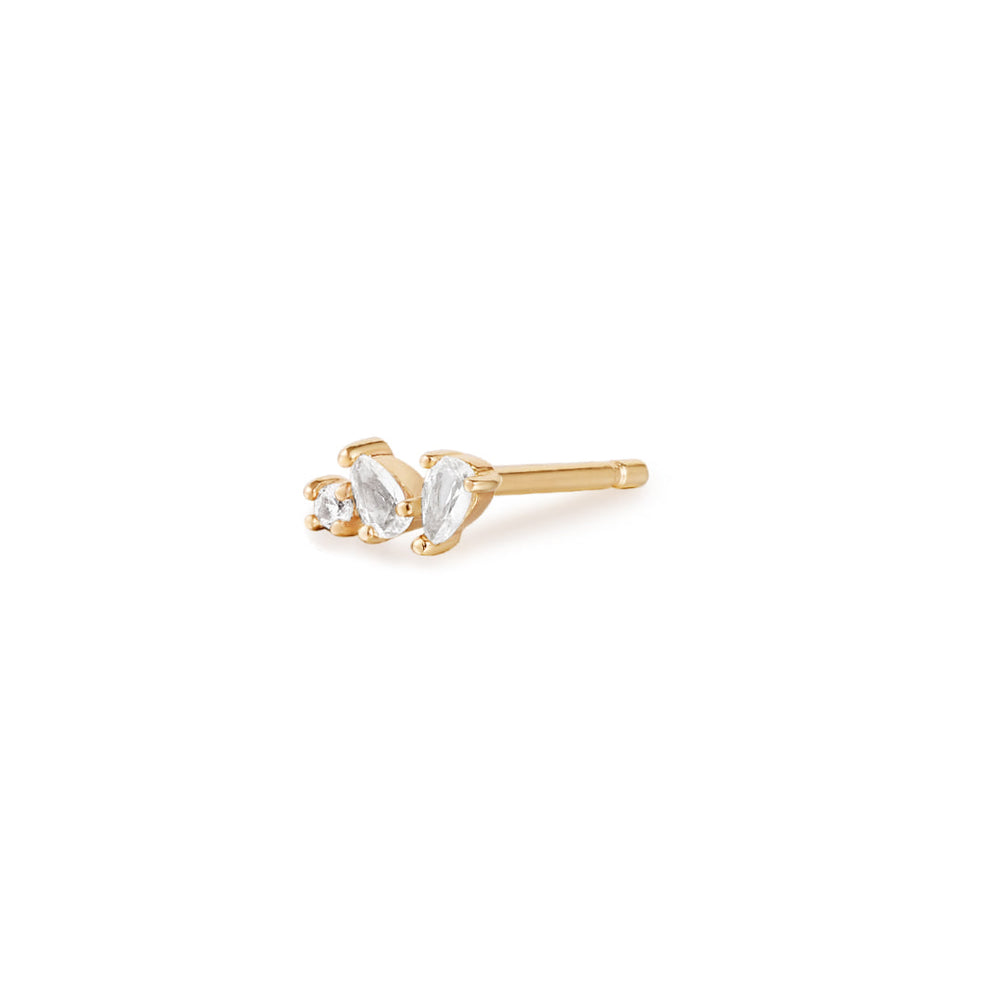 Cami | Pear and Round White Sapphire Stud