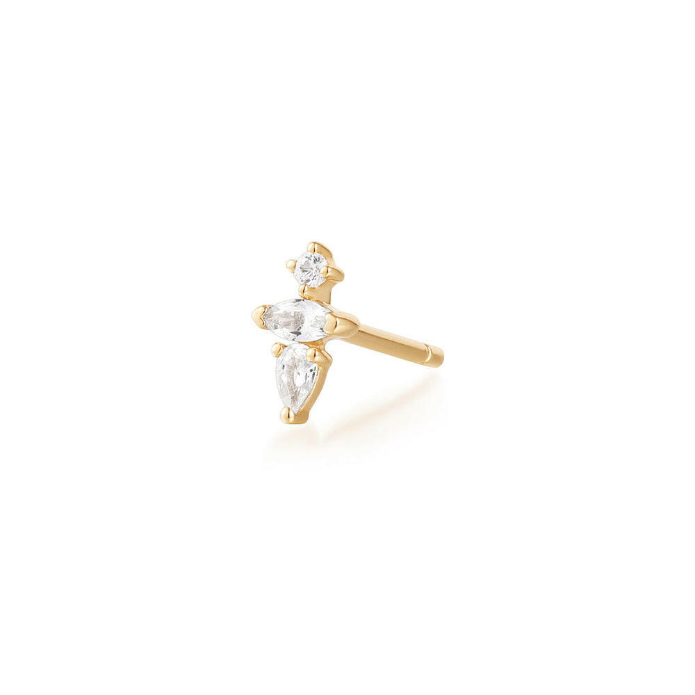 Lani | Pear and White Round Sapphire Stud