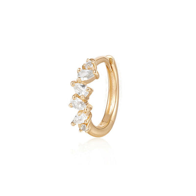 Leigh | Pear and Round White Sapphire Huggie