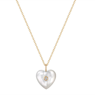 Dolly | Mother of Pearl & Diamond Heart Necklace