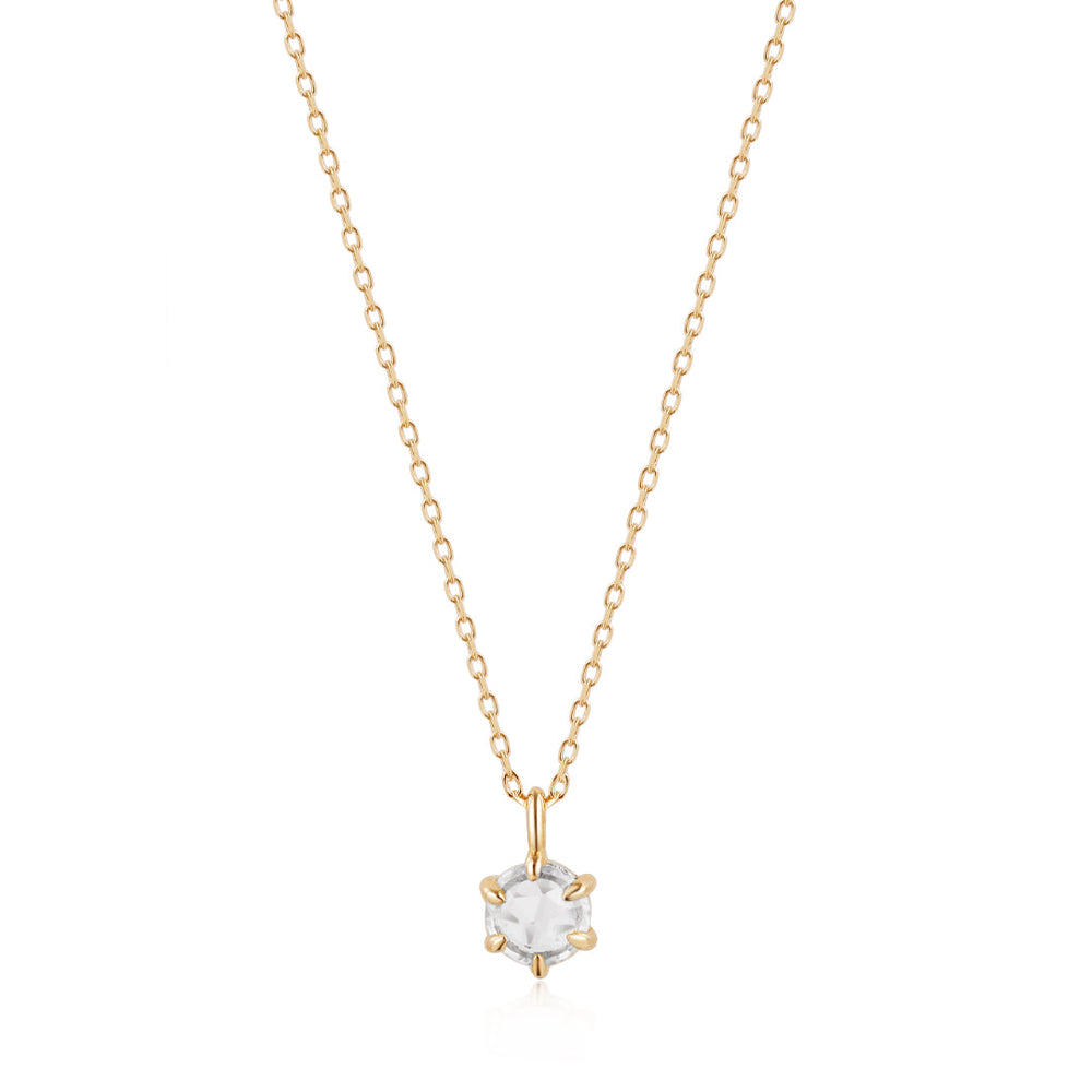 Marilyn | Rose Cut White Sapphire Solitaire Necklace