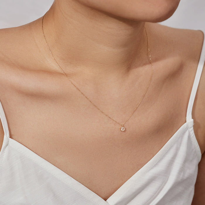 Marilyn | Rose Cut White Sapphire Solitaire Necklace