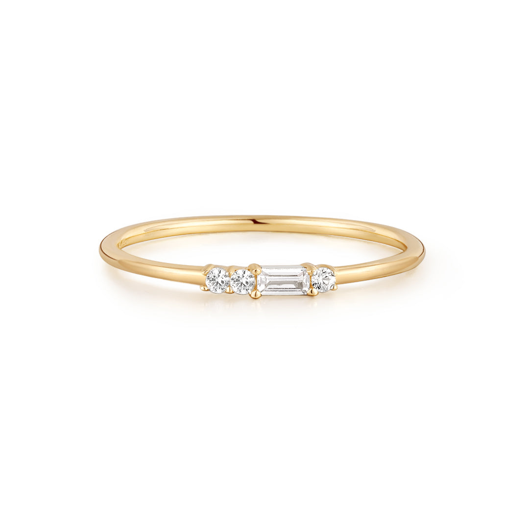 Selena | Baguette And Round White Sapphire Ring