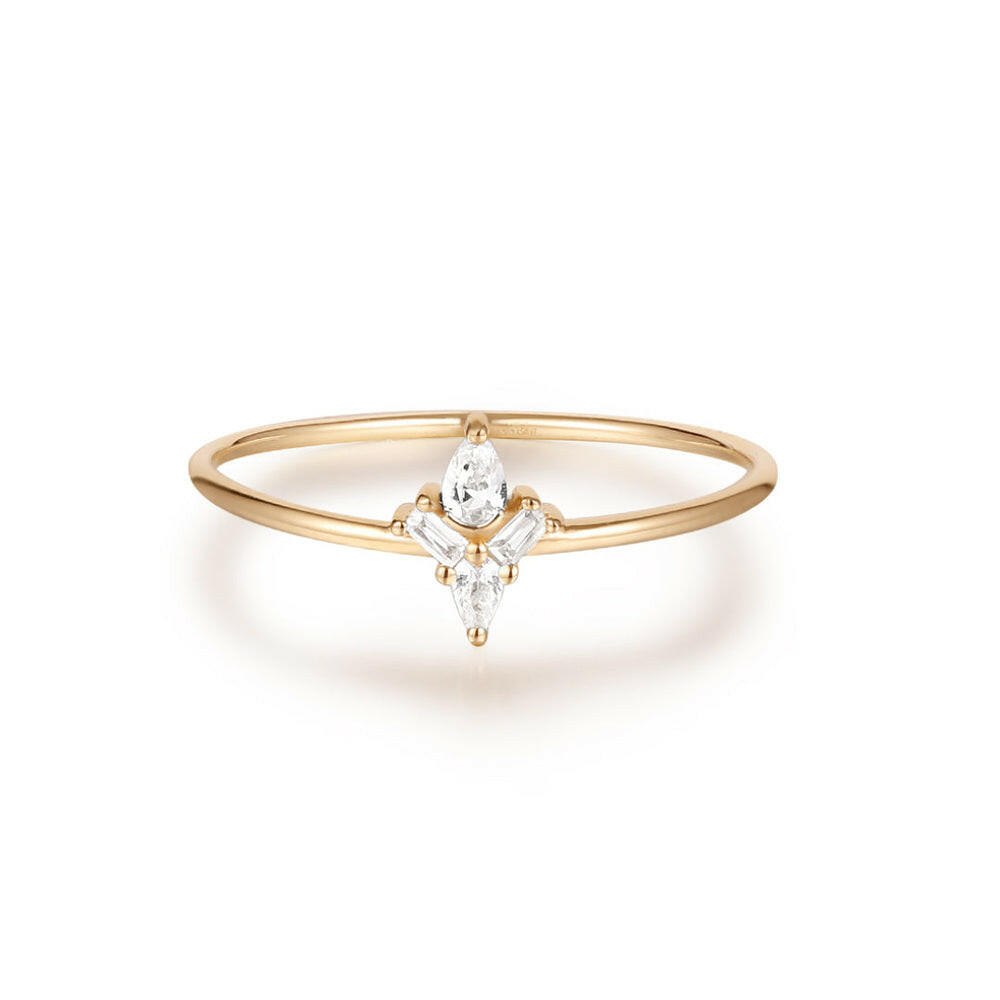 Aurora | Pear and Baguette White Sapphire Ring
