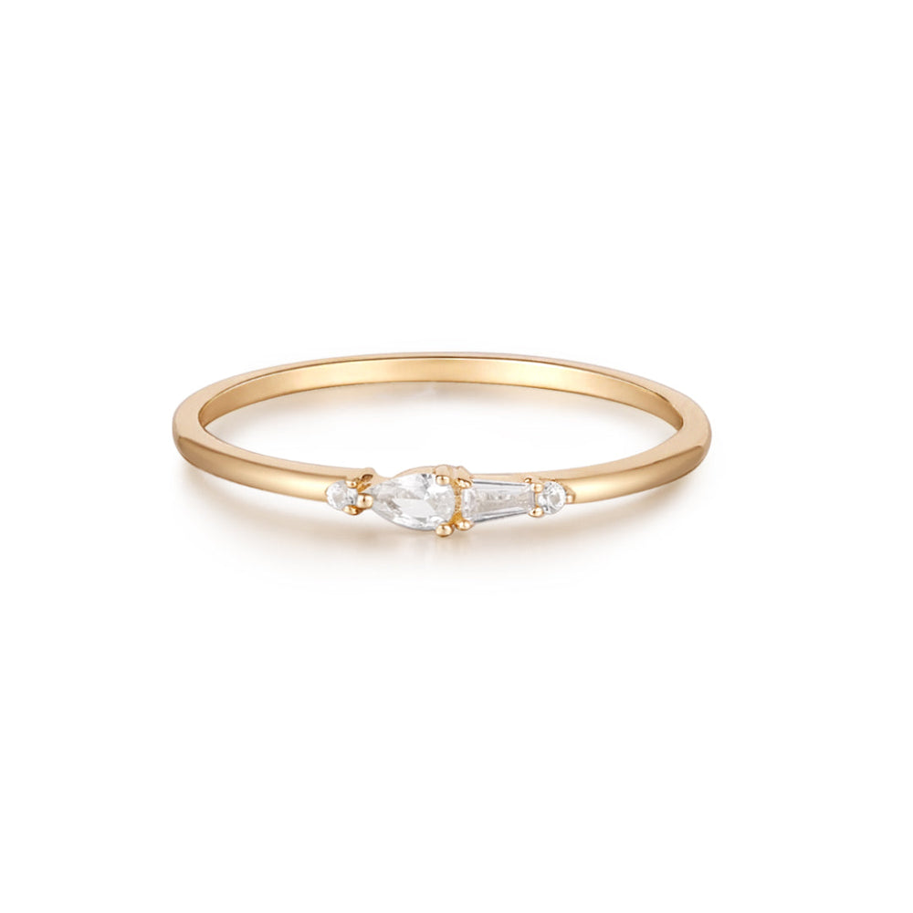Gemma Pear, Baguette & Round White Sapphire Ring