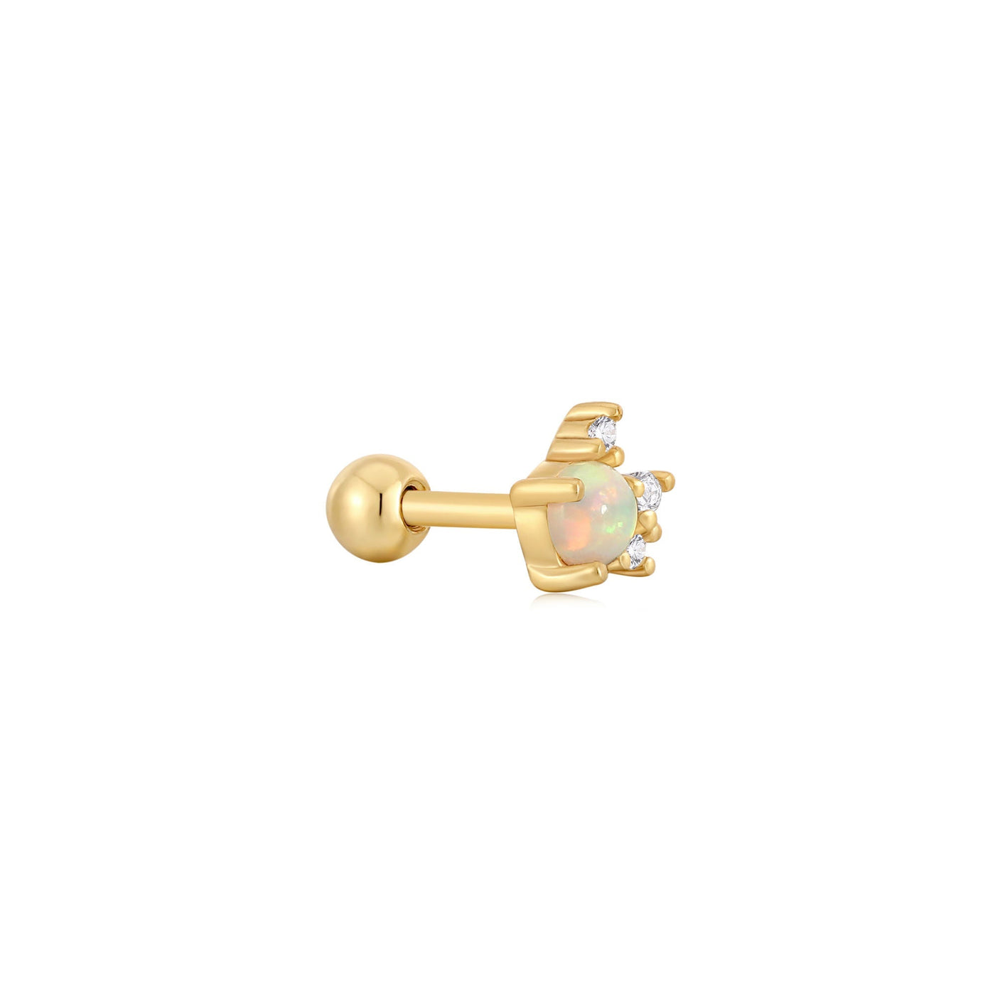 Gold Kyoto Opal Sparkle Crown Barbell Stud
