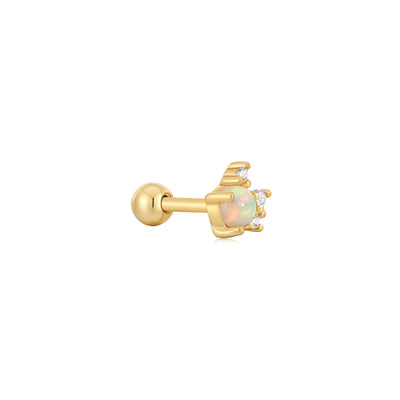 Gold Kyoto Opal Sparkle Crown Barbell Stud