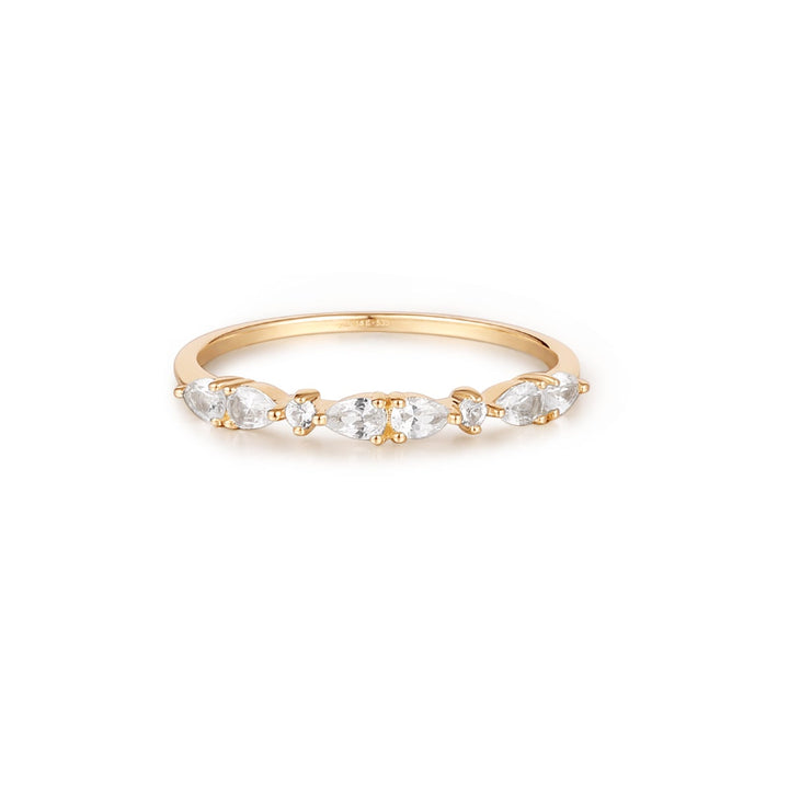 Glenna Pear & Round White Sapphire Half-Eternity Ring