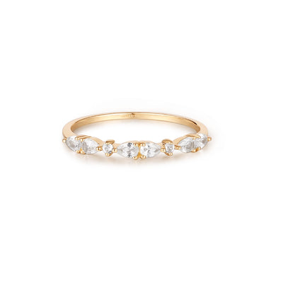 Glenna | Pear and Round White Sapphire Half-Eternity Ring
