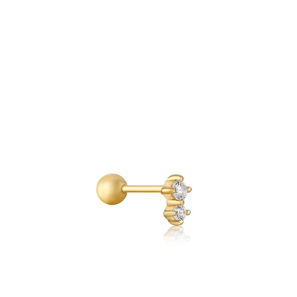 Gold Double Sparkle Barbell Stud