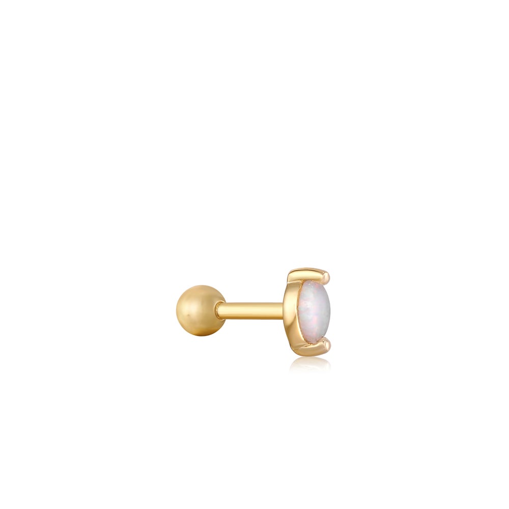 Gold Opal Marquise Barbell Stud