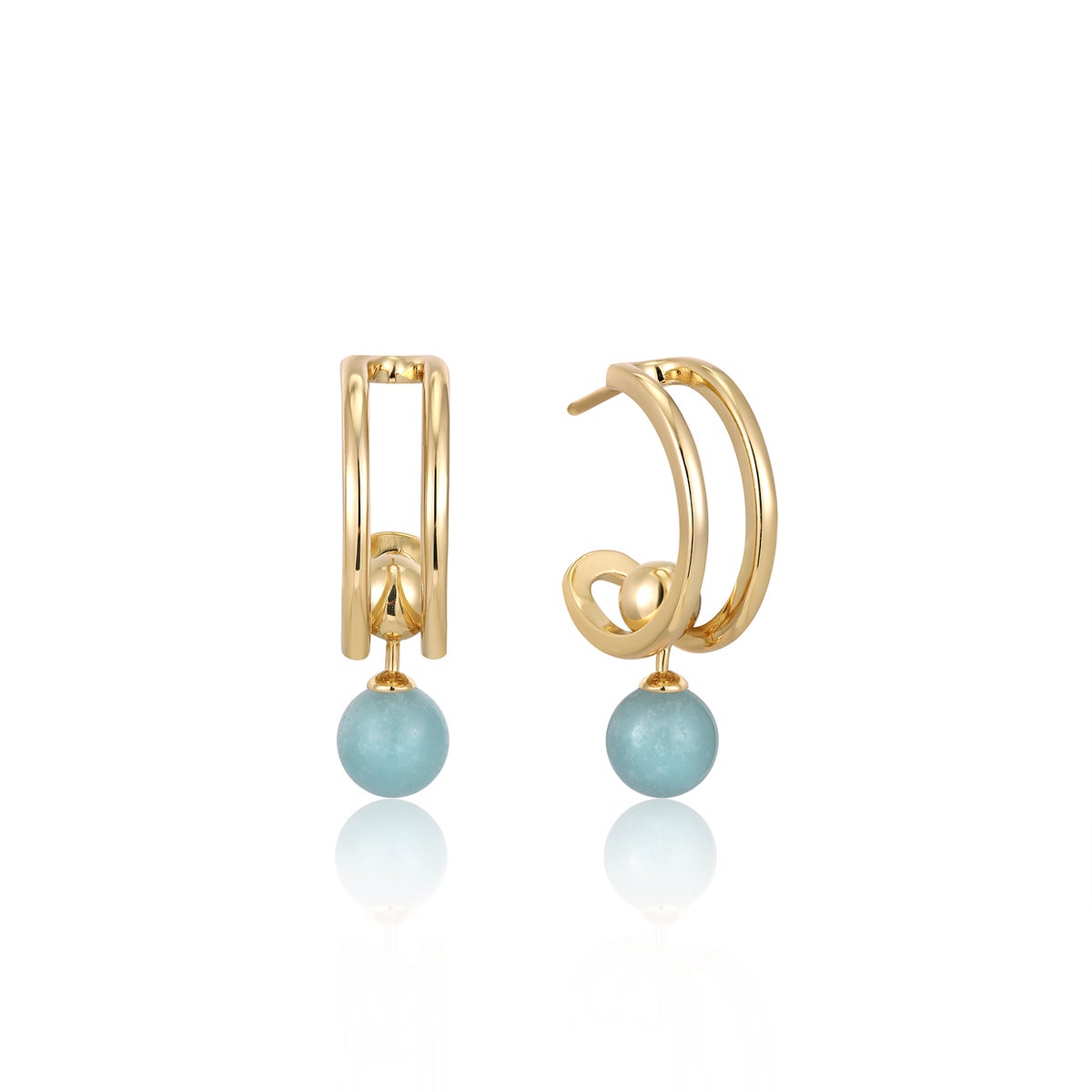 Gold Orb Amazonite Stud Mini Hoops