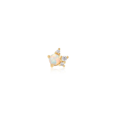 Gold Kyoto Opal Sparkle Crown Barbell Stud