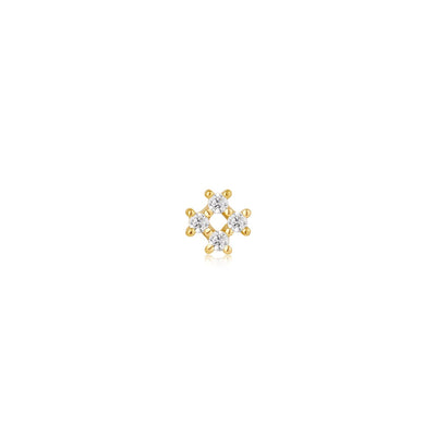 Gold Sparkle Cross Barbell Stud
