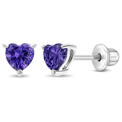 CZ Birthstone Heart 4mm Studs