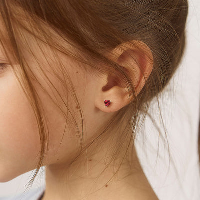 CZ Birthstone Heart 4mm Studs