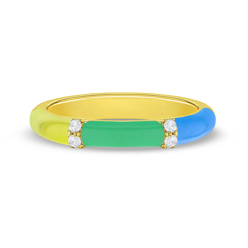 Colorful Enamel & CZ Ring